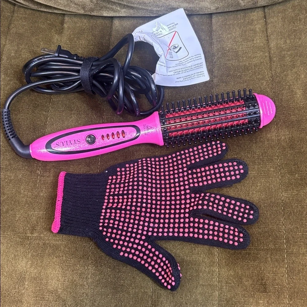 FHI Heat Limited Edition Pink Stylus Thermal Brush Mini Turbo Hair Dryer w glove